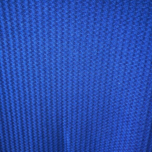 We The Free Cobalt Blue Waffle Split Neck Raw Hem Long Bell Sleeve Top Medium - Picture 6 of 11